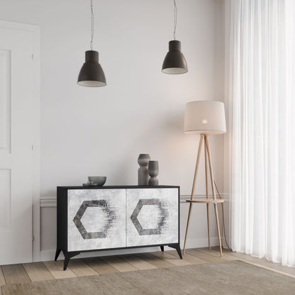 HEXAGONAL FIGURES 2-Door Sideboard in Black Finish