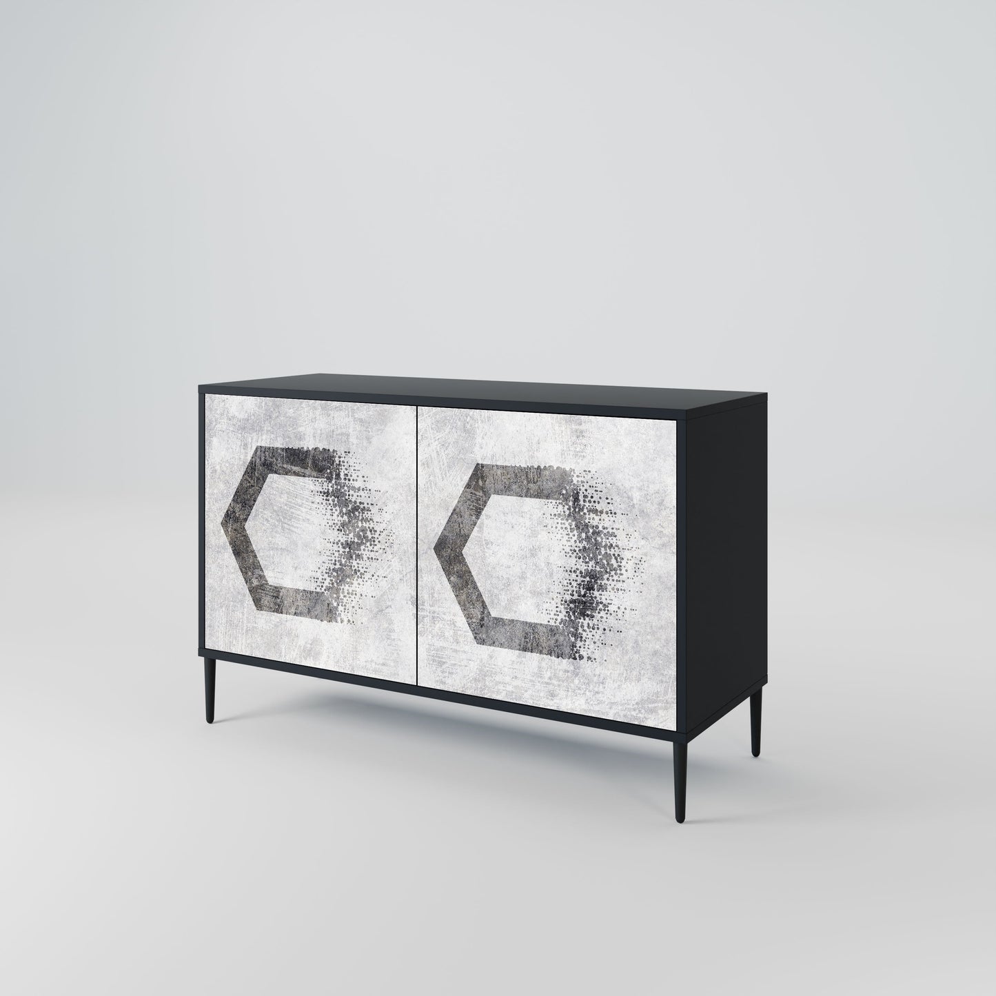 HEXAGONAL FIGURES 2-Door Sideboard in Black Finish