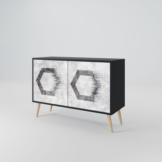 Credenza HEXAGONAL FIGURES a 2 ante in finitura nera