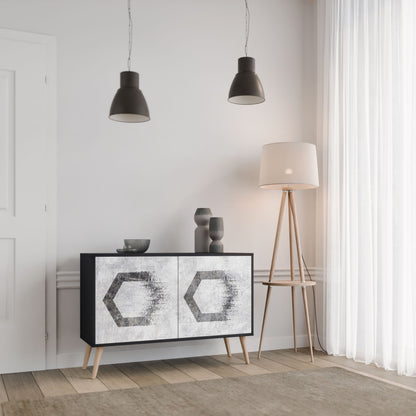 HEXAGONAL FIGURES 2-Door Sideboard in Black Finish