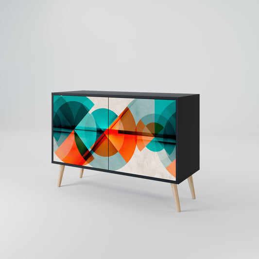 Credenza CIRCULAR RHAPSODY a 2 ante in finitura nera