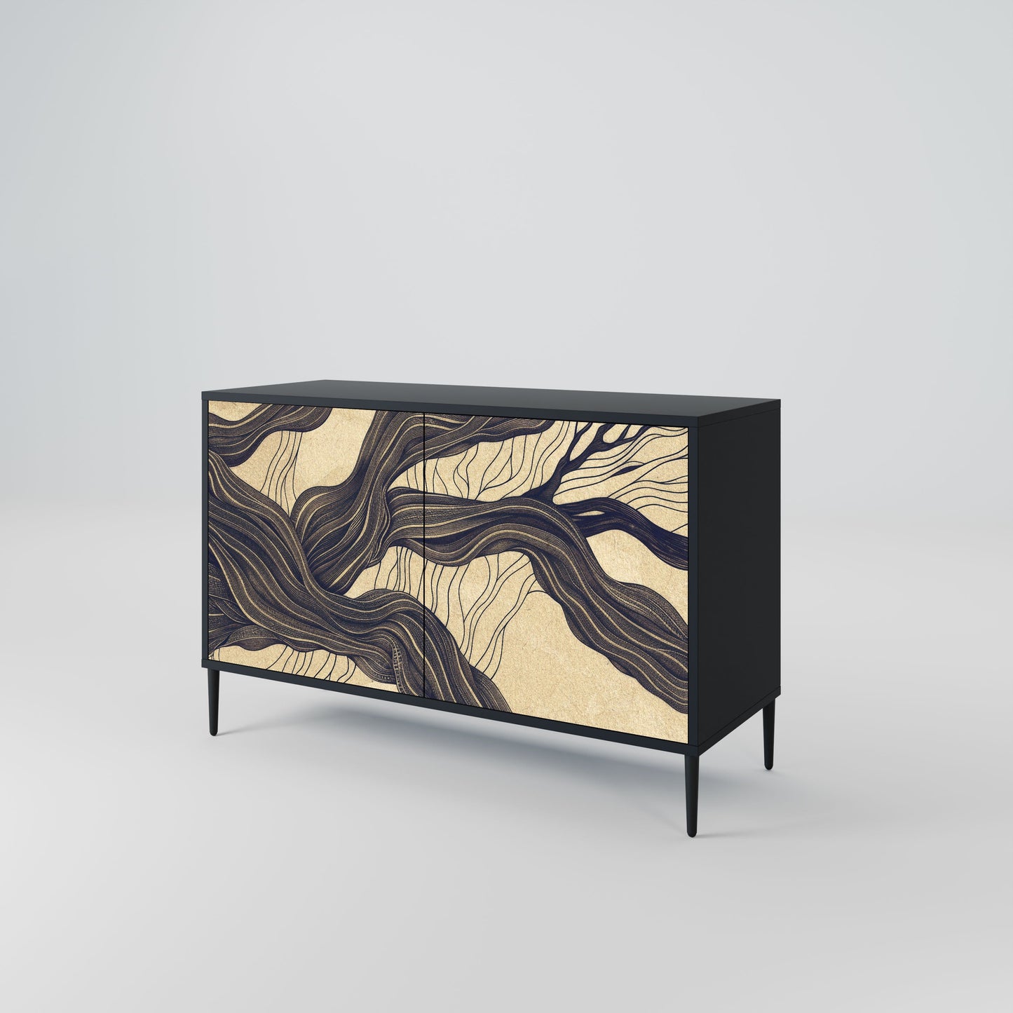 Credenza a 2 ante UNIFIED FRAGMENTS in finitura nera