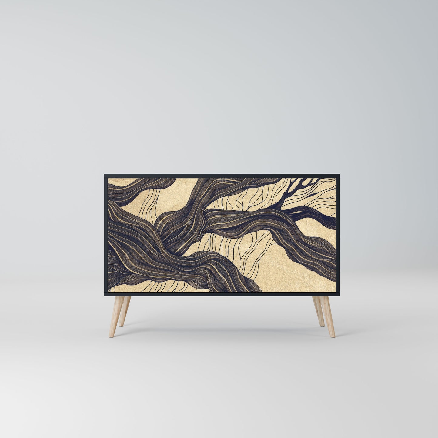 Credenza a 2 ante UNIFIED FRAGMENTS in finitura nera