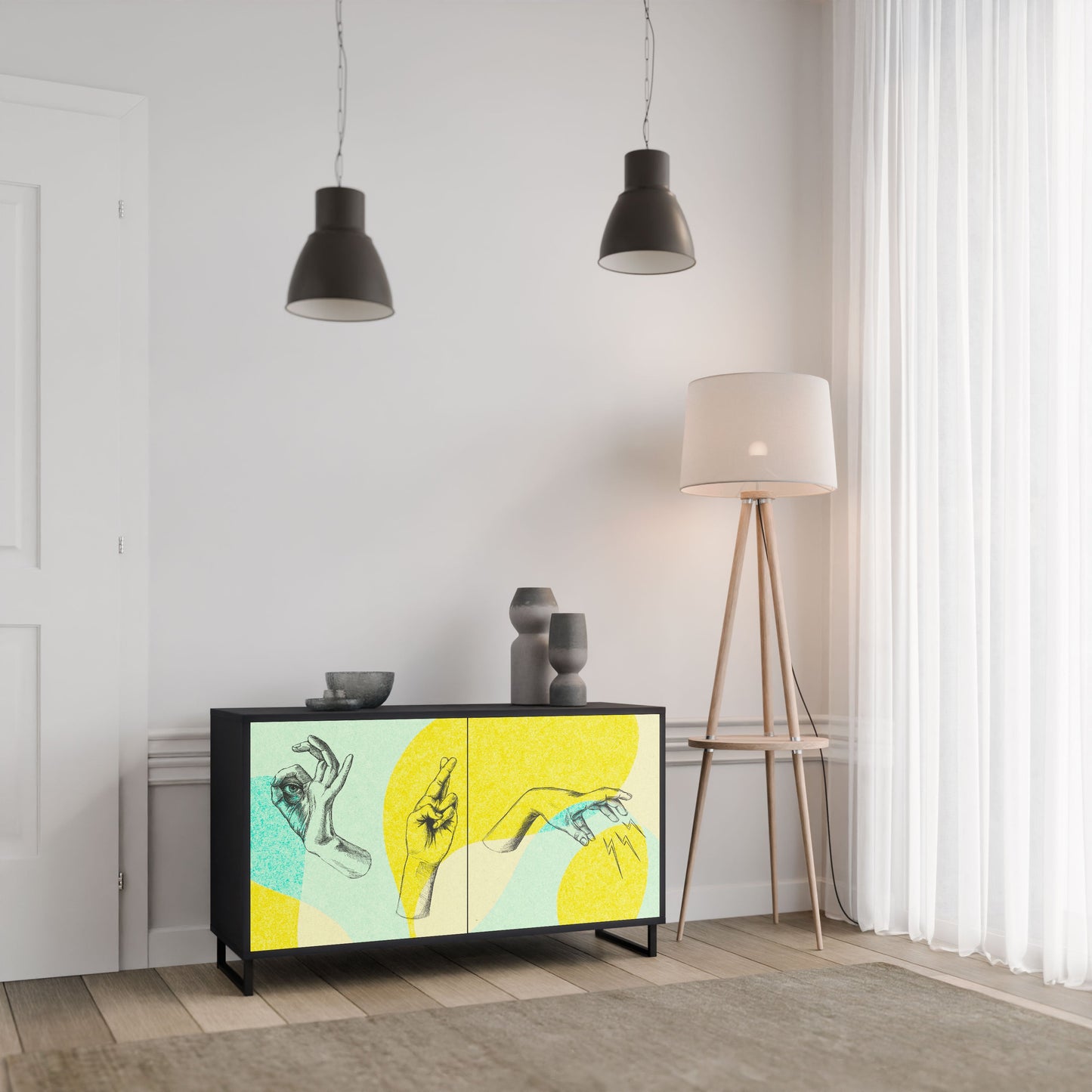 Credenza a 2 ante BODY LANGUAGE in finitura nera