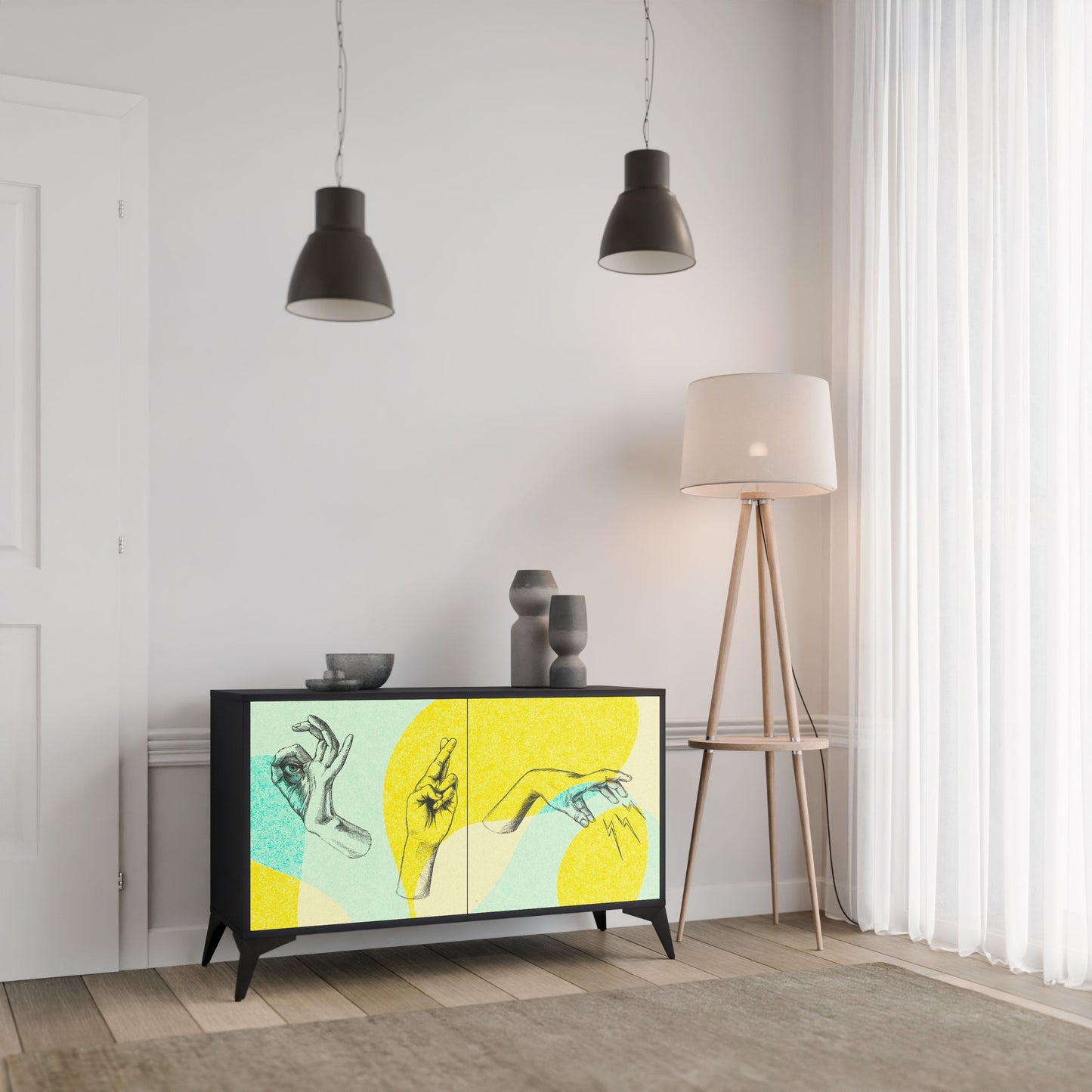 Credenza a 2 ante BODY LANGUAGE in finitura nera