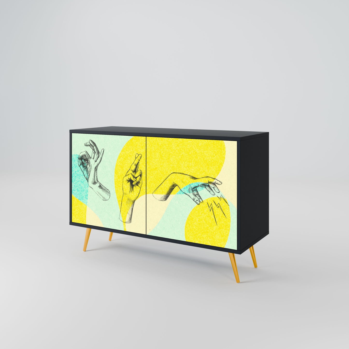 Credenza a 2 ante BODY LANGUAGE in finitura nera