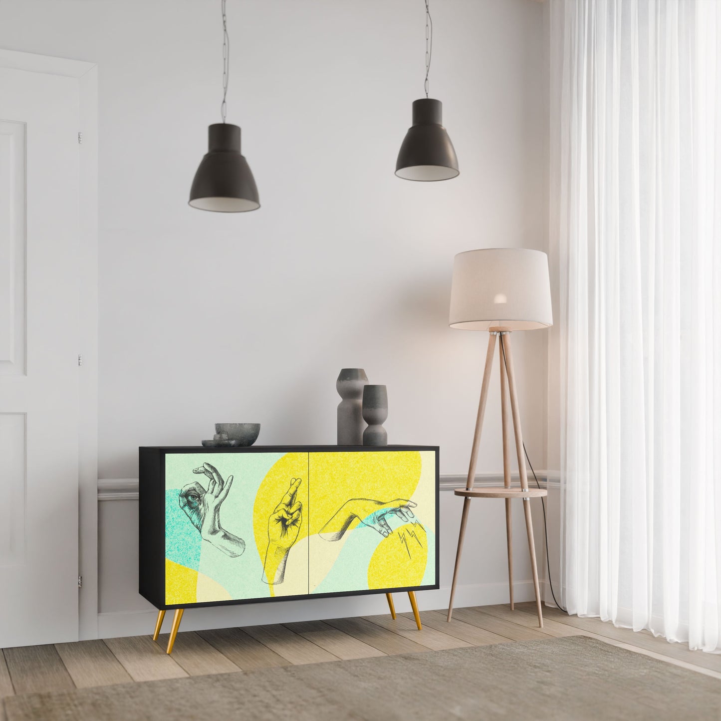 Credenza a 2 ante BODY LANGUAGE in finitura nera