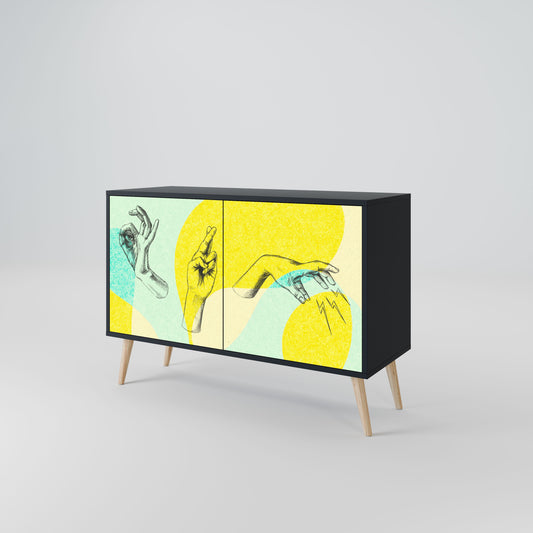 Credenza a 2 ante BODY LANGUAGE in finitura nera
