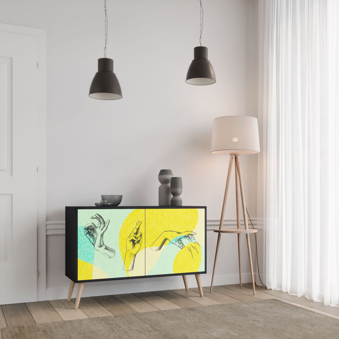 Credenza a 2 ante BODY LANGUAGE in finitura nera