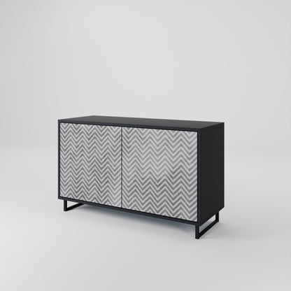 Credenza CONCRETE ZIG ZAG a 2 ante in finitura nera
