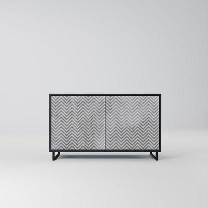 Credenza CONCRETE ZIG ZAG a 2 ante in finitura nera