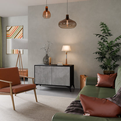 Credenza CONCRETE ZIG ZAG a 2 ante in finitura nera