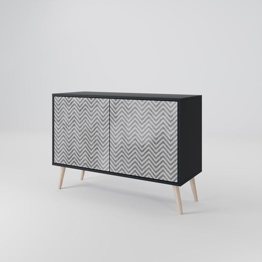 Credenza CONCRETE ZIG ZAG a 2 ante in finitura nera