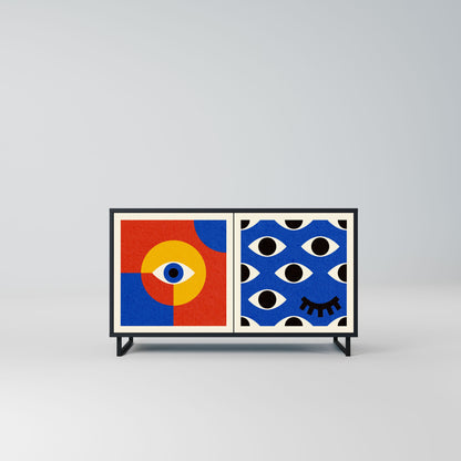 Credenza a 2 ante GEOMETRIC EYES in finitura nera