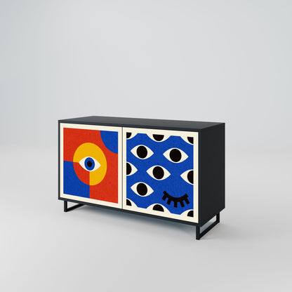 Credenza a 2 ante GEOMETRIC EYES in finitura nera