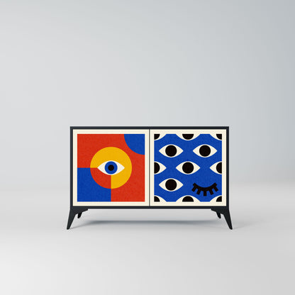 Credenza a 2 ante GEOMETRIC EYES in finitura nera