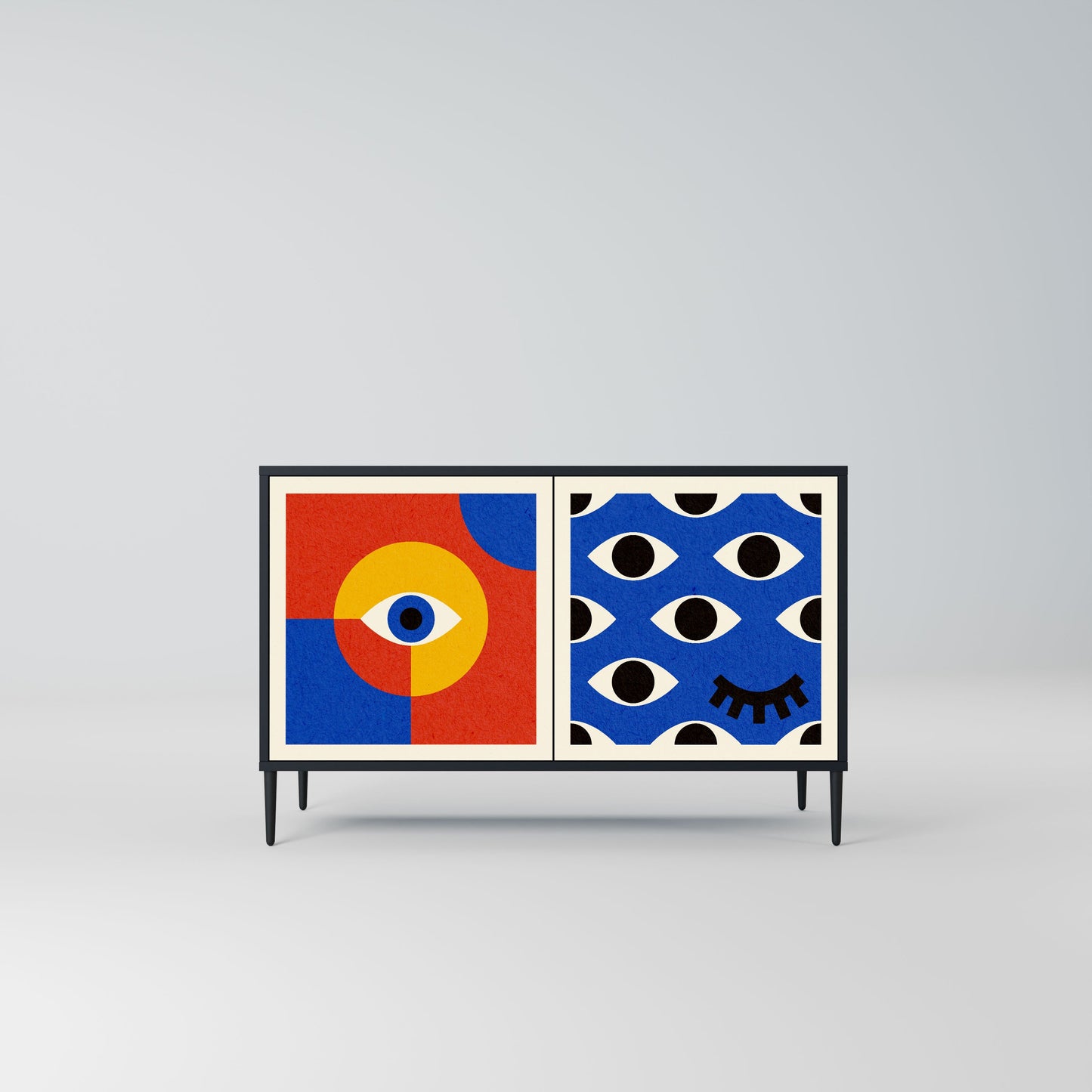 Credenza a 2 ante GEOMETRIC EYES in finitura nera