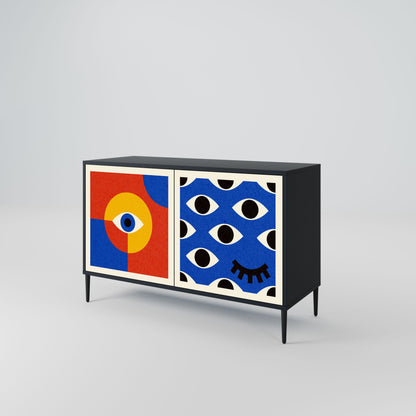 Credenza a 2 ante GEOMETRIC EYES in finitura nera
