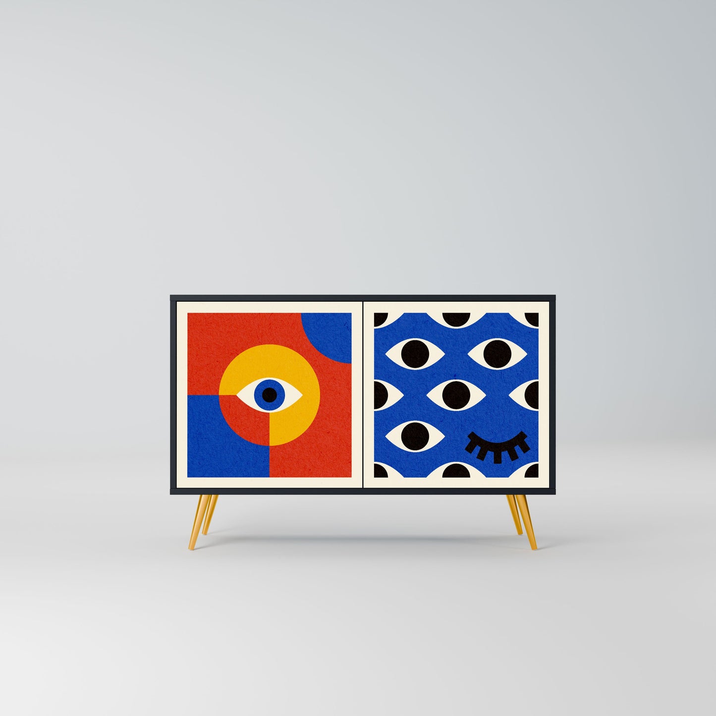 Credenza a 2 ante GEOMETRIC EYES in finitura nera