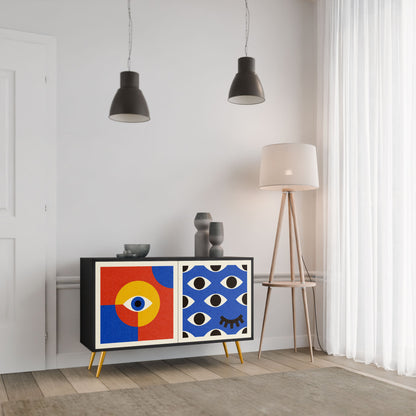Credenza a 2 ante GEOMETRIC EYES in finitura nera