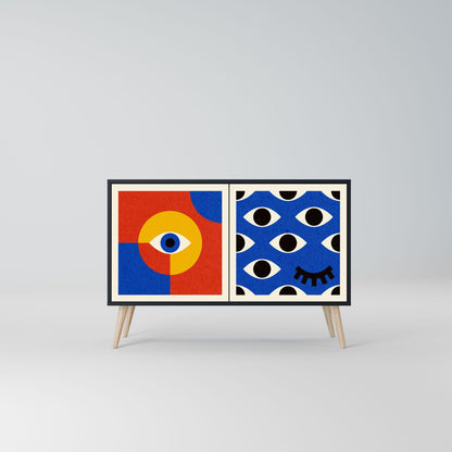 Credenza a 2 ante GEOMETRIC EYES in finitura nera