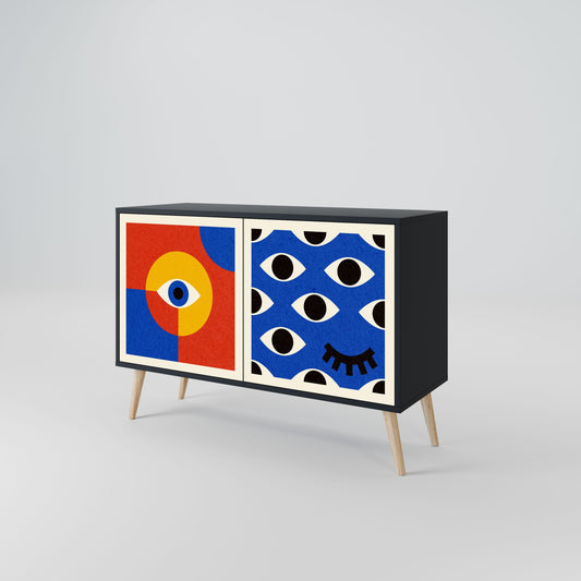 Credenza a 2 ante GEOMETRIC EYES in finitura nera