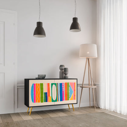 GEOMETRIC SHINE 2-Door Sideboard in Black Finish