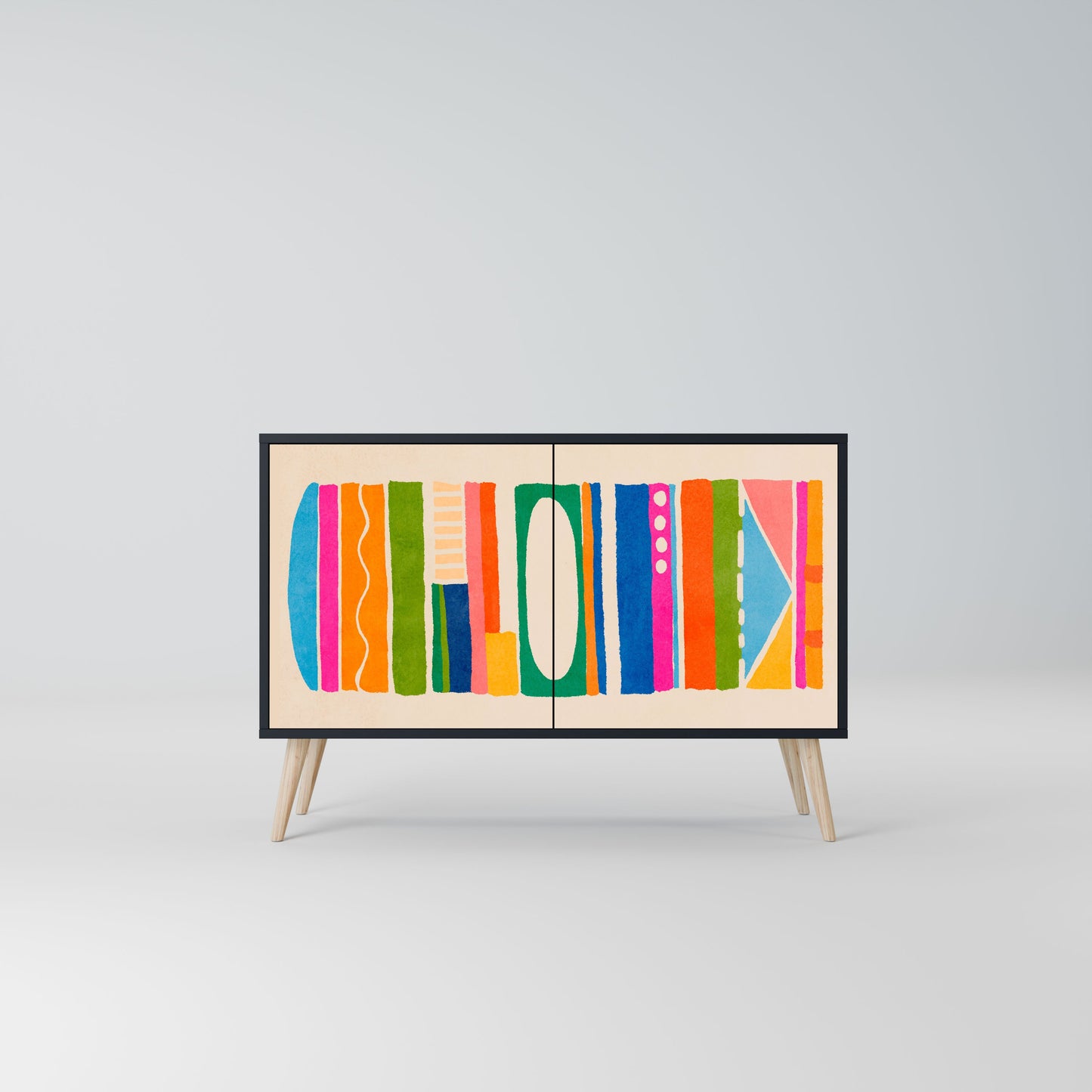 GEOMETRIC SHINE 2-Door Sideboard in Black Finish