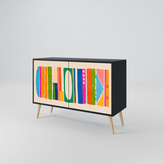 Credenza GEOMETRIC SHINE a 2 ante in finitura nera