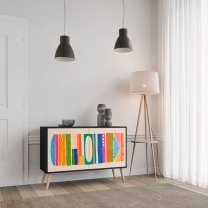 GEOMETRIC SHINE 2-Door Sideboard in Black Finish