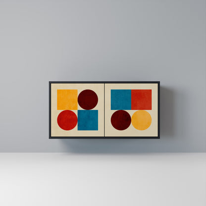 GEOMETRIC PUZZLE Madia a 2 Ante in Finitura Nera