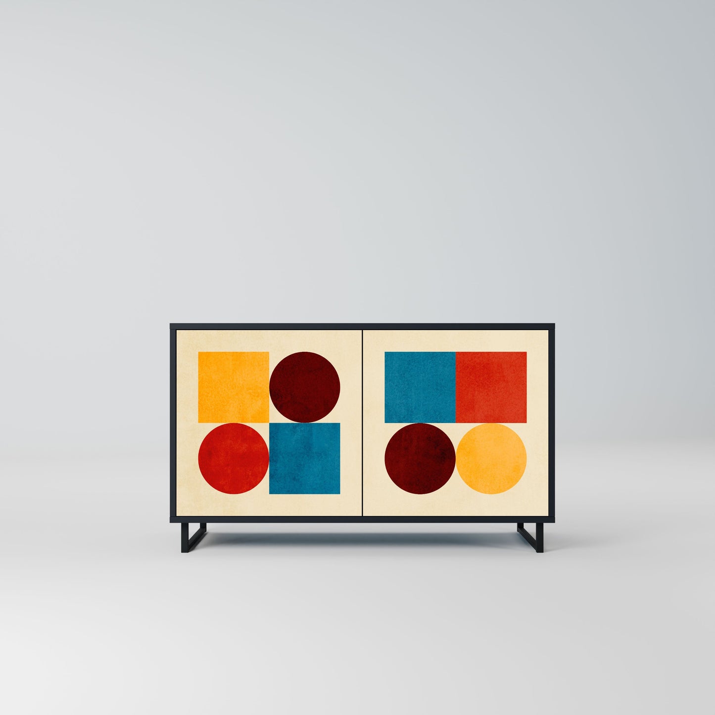 Credenza a 2 ante GEOMETRIC PUZZLE in finitura nera