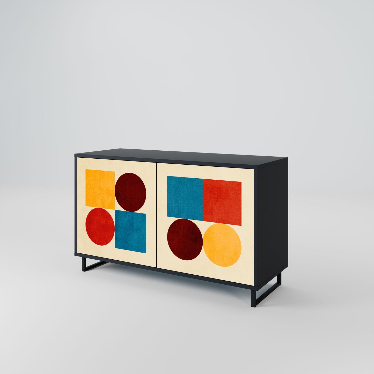 Credenza a 2 ante GEOMETRIC PUZZLE in finitura nera
