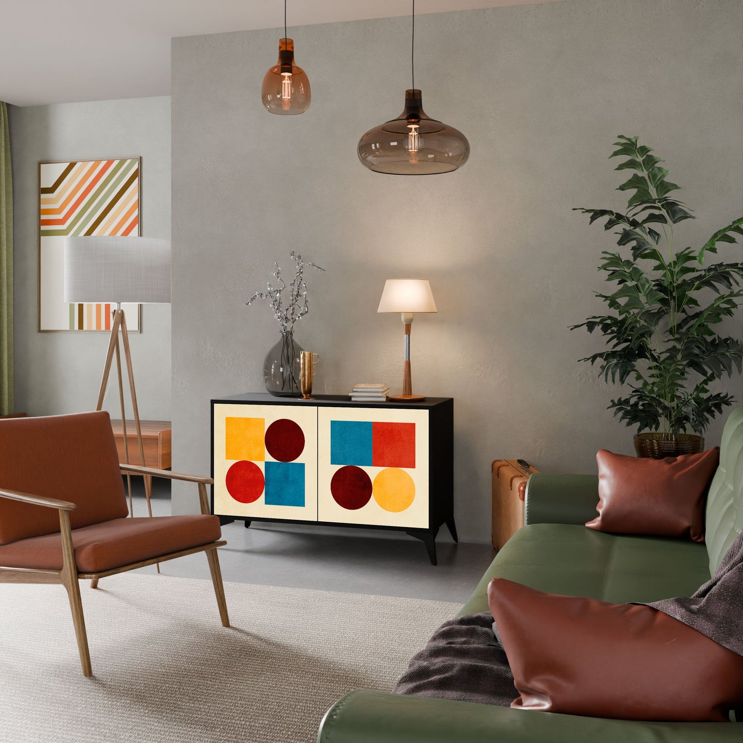Credenza a 2 ante GEOMETRIC PUZZLE in finitura nera