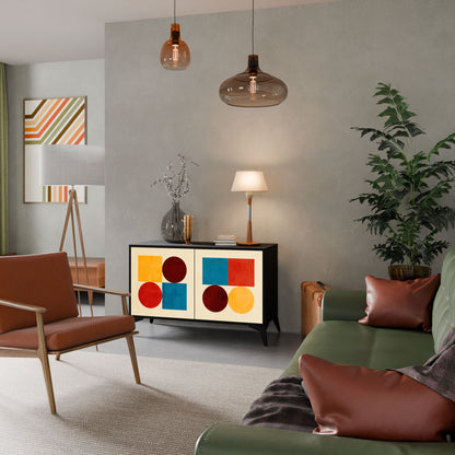 Credenza a 2 ante GEOMETRIC PUZZLE in finitura nera
