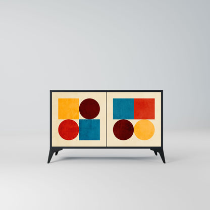 Credenza a 2 ante GEOMETRIC PUZZLE in finitura nera