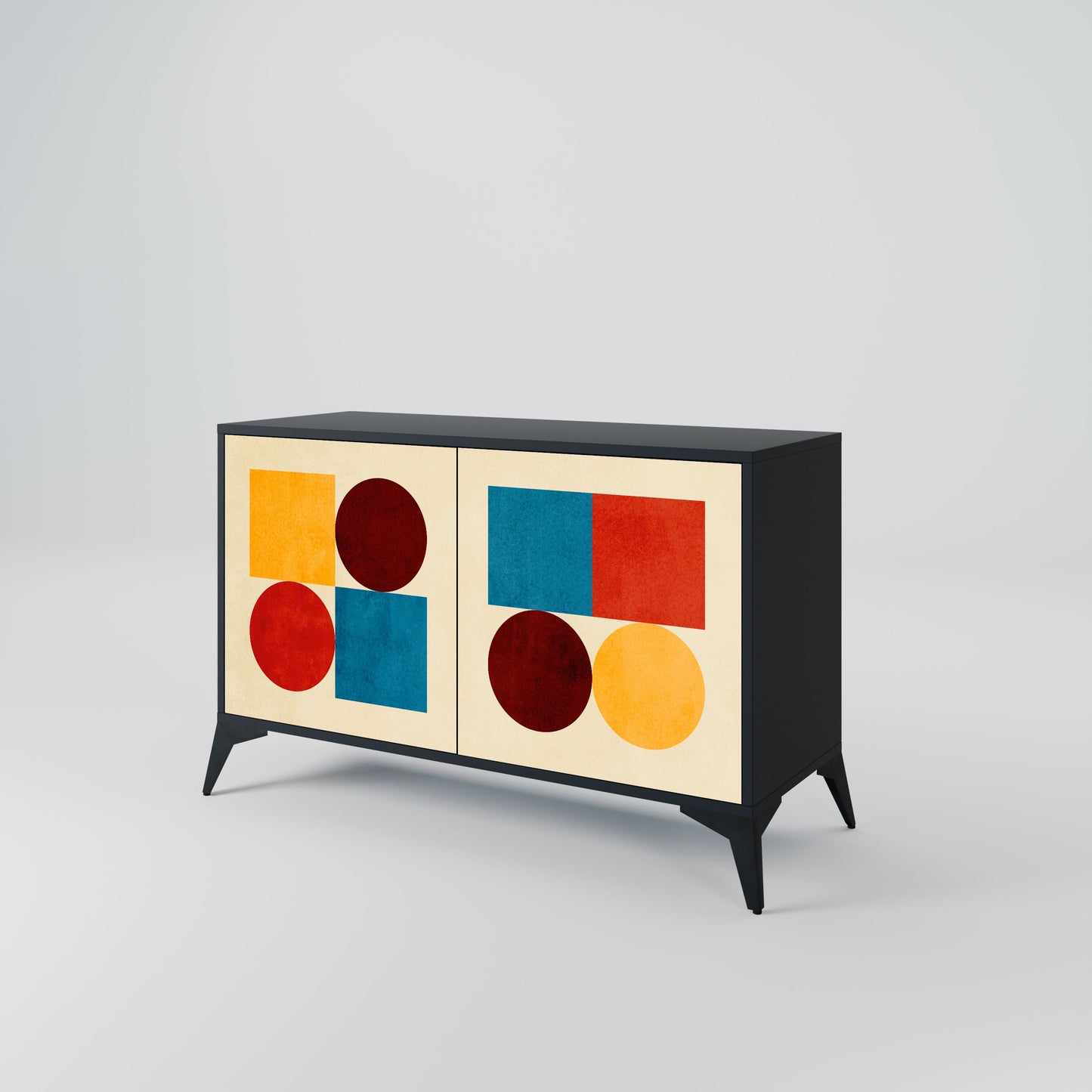 Credenza a 2 ante GEOMETRIC PUZZLE in finitura nera