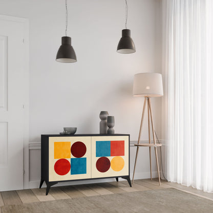 Credenza a 2 ante GEOMETRIC PUZZLE in finitura nera