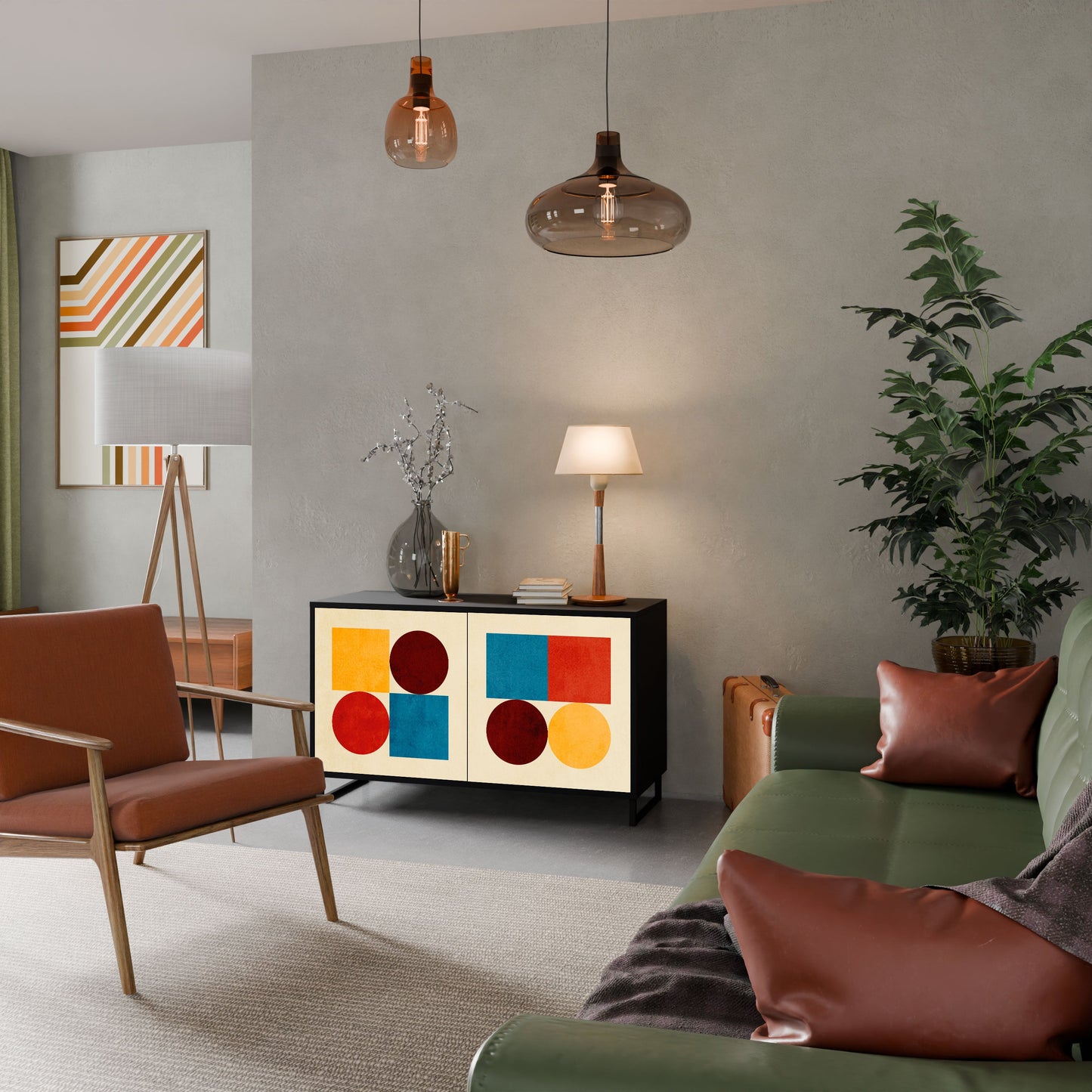 Credenza a 2 ante GEOMETRIC PUZZLE in finitura nera