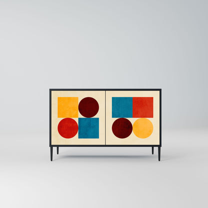 Credenza a 2 ante GEOMETRIC PUZZLE in finitura nera