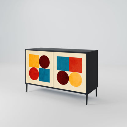 Credenza a 2 ante GEOMETRIC PUZZLE in finitura nera