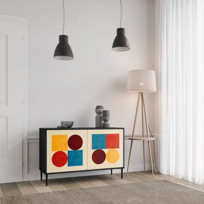 Credenza a 2 ante GEOMETRIC PUZZLE in finitura nera