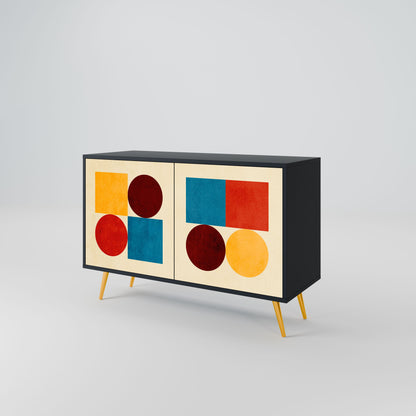 Credenza a 2 ante GEOMETRIC PUZZLE in finitura nera