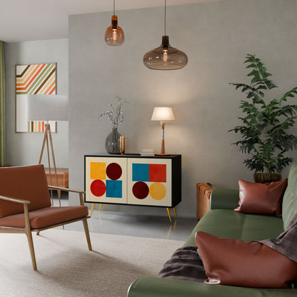 Credenza a 2 ante GEOMETRIC PUZZLE in finitura nera