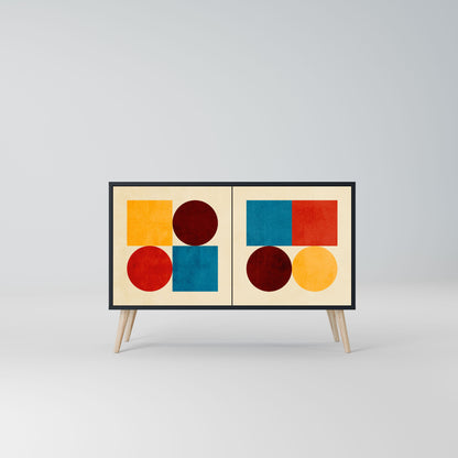 Credenza a 2 ante GEOMETRIC PUZZLE in finitura nera