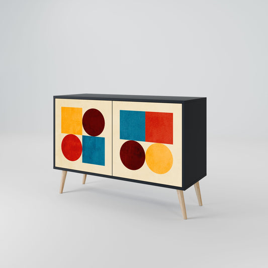 Credenza a 2 ante GEOMETRIC PUZZLE in finitura nera