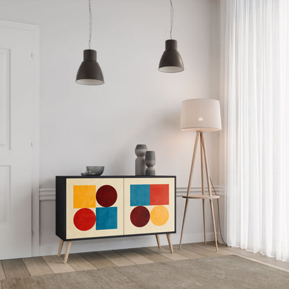 Credenza a 2 ante GEOMETRIC PUZZLE in finitura nera