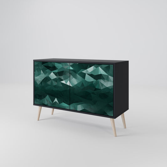 Credenza a 2 ante POLYGONAL FLOATING in finitura nera