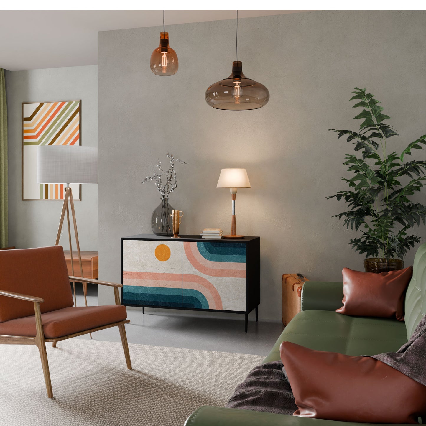 Credenza a due ante TWO HALVES in finitura nera