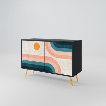 Credenza a due ante TWO HALVES in finitura nera